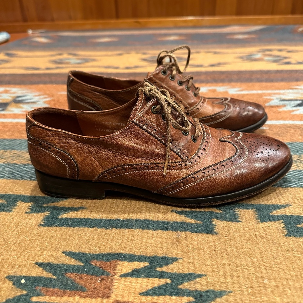 Women’s Brown Leather Wingtip Oxfords